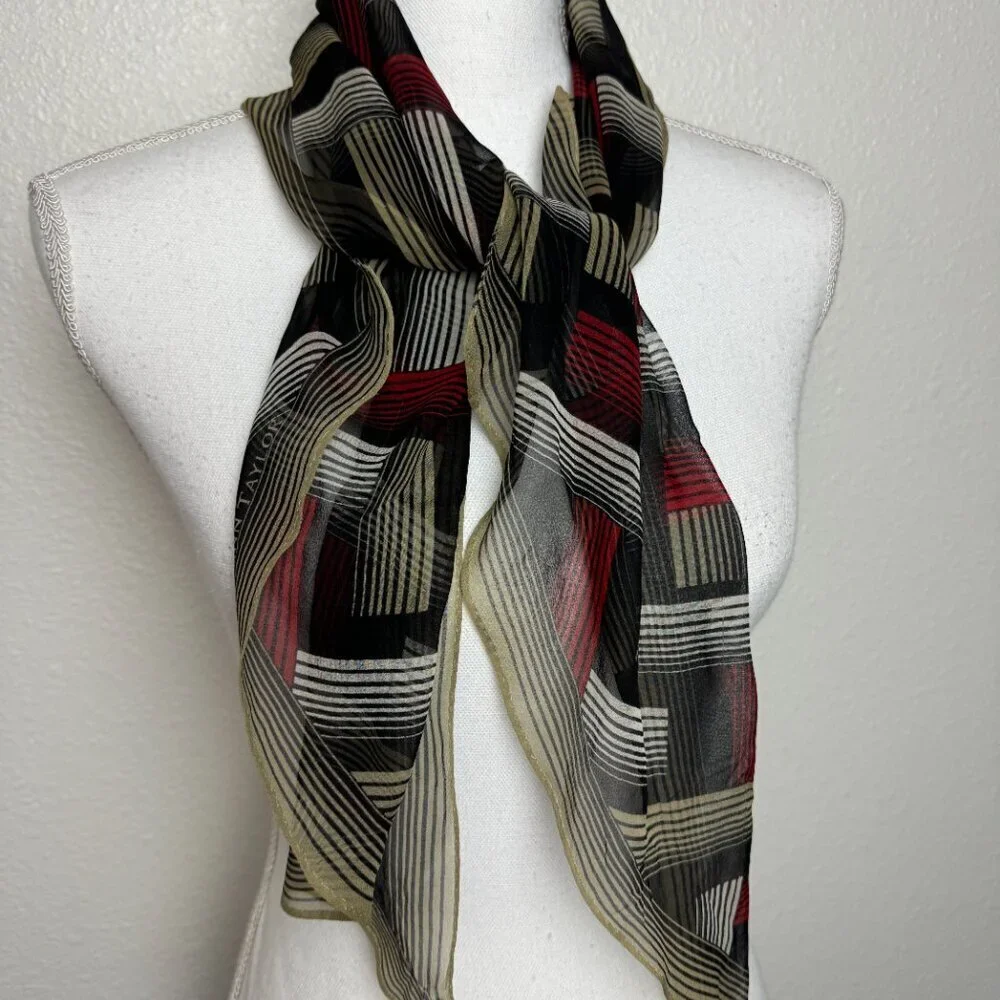 Vintage Ann Taylor Silk Tie - Scarf Geometric